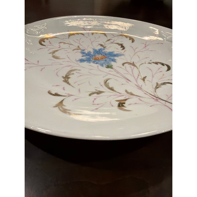 Late 19th Century Antique 19th Century Continental European Hand-Painted Porcelain Handled Cake Plate - Circa 1880 For Sale - Image 5 of 7