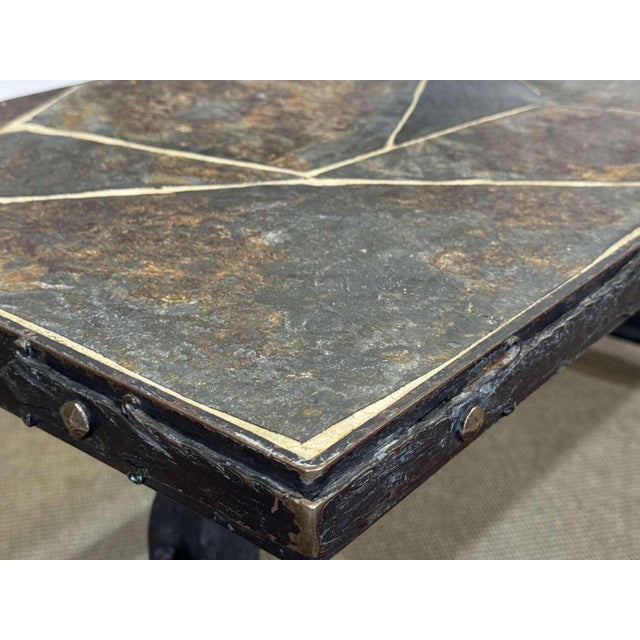 Coffee Table in Forged Steel with a Slate Top, 1950s For Sale - Image 9 of 12