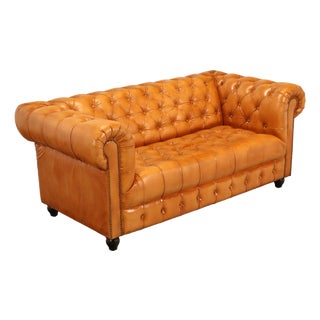 Tufted Leather Chesterfield Sofa For Sale
