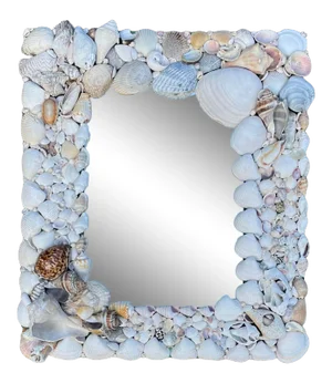 Vintage Hand Made Sea Shell Encrusted Mirror