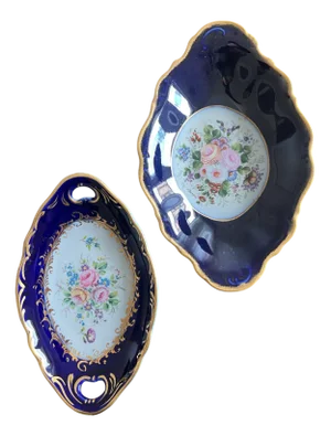 Hand-Decorated Cake Stands from Limoges, 1890s, Set of 2