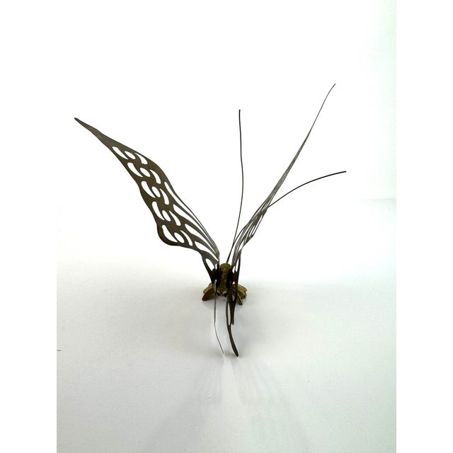 Vintage Brass Butterfly Sculpture – Mid Century Modern Accent For Sale - Image 12 of 13