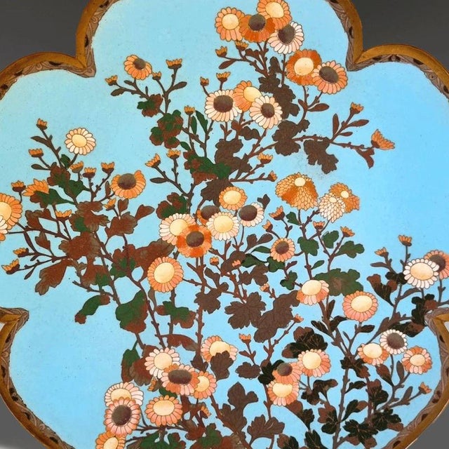 19th Century Meiji Japanese Cloisonné Lobed Dish For Sale - Image 3 of 7