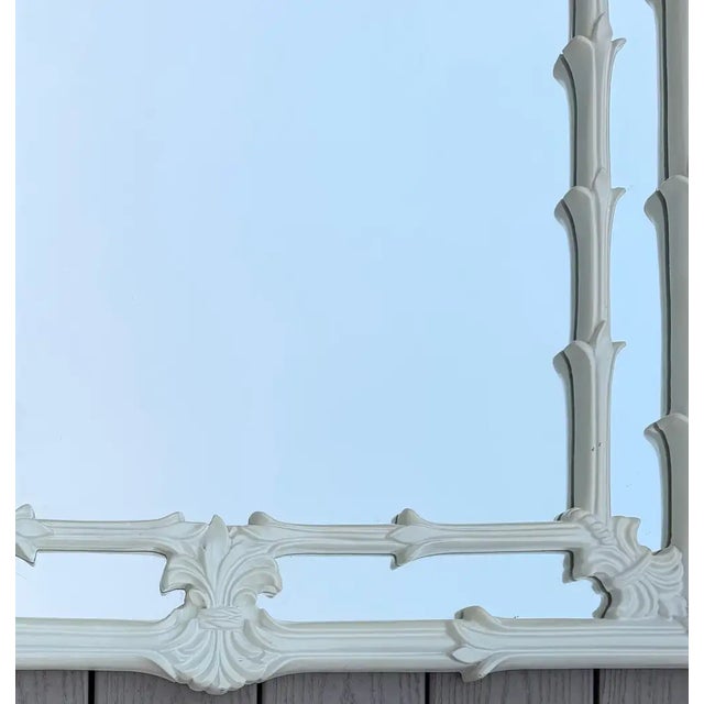 1970s Serge Roche Style Hollywood Regency Lacquered Wood Palm Frond Wall Mirror For Sale - Image 5 of 7