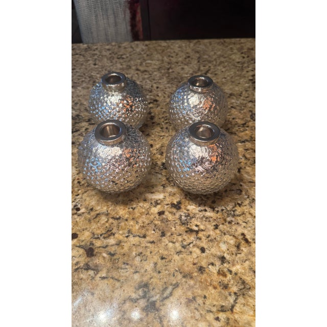 Brighten your mantel, sideboard, or holiday tablescape with this striking, curated five-piece collection of silver mercury...