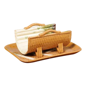 French 19th Century Majolica Asparagus Tray with Cradle and Wicker Motif