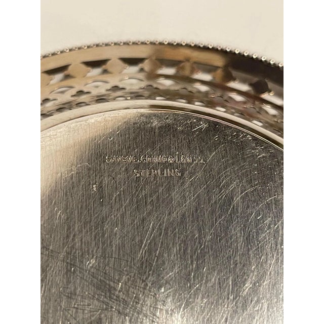 Metal Sterling Silver Salver with Reticulated Border, 19th Century For Sale - Image 7 of 8