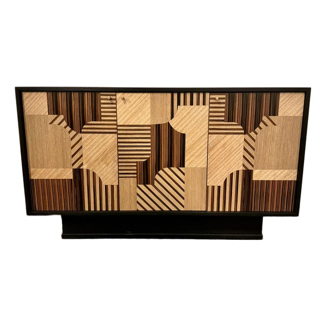 Currey & Company Modern Wood Memphis Cabinet For Sale