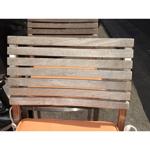 Silver Set of Four Vintage Westminster Teak & Stainless Steel Vogue Bar Stools For Sale - Image 8 of 13