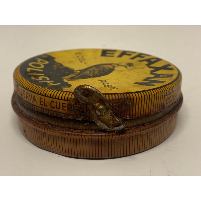Metal Vintage Effaxan Shoe Polish Tin: Vulture Litho, c. 1930s For Sale - Image 7 of 10