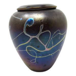 Robert Held Iridescent Glass Vase: Signed 1990s - Art Nouveau Style