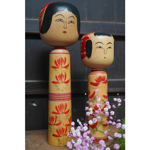 Contemporary Vintage Traditional Hijiori Kokeshi by Sato Jyunosuke and Sato Shoichi, Japan, 1950s, Set of 2 For Sale - Image 3 of 9