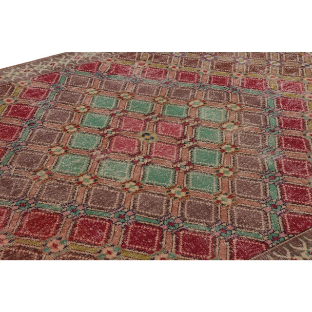 Rug & Kilim Vintage Distressed Rug, Multicolor Geometric Medallion Pattern - Rug & Kilim For Sale - Image 4 of 8