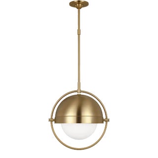 Thomas O'Brien By Visual Comfort Studio Bacall 1-Light Large Pendant in Burnished Brass For Sale