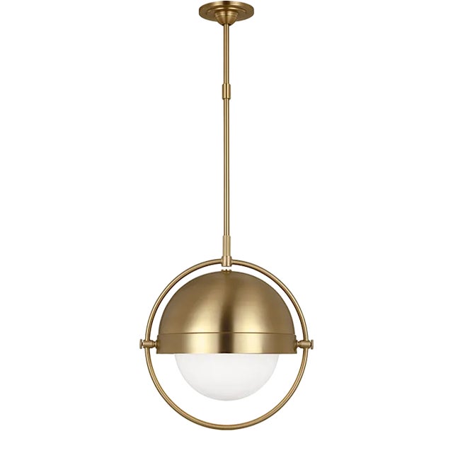 Thomas O'Brien By Visual Comfort Studio Bacall 1-Light Large Pendant in Burnished Brass For Sale