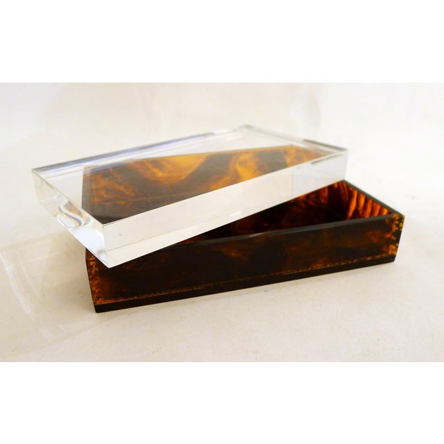 Jewelry Box in Faux Tortoiseshell and Acrylic Glass by Philippe Cheverny, 1970s For Sale - Image 12 of 18