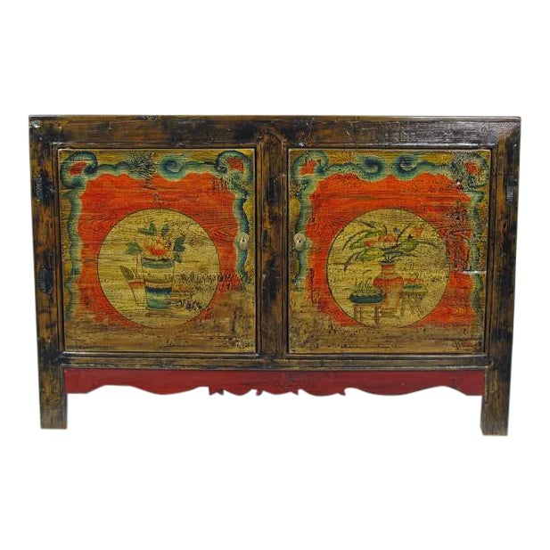 Hand Painted Pine Mongolia Sideboard For Sale