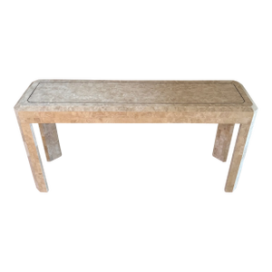 Post Modern Tessellated Stone Brass Inlay Console Sofa Table