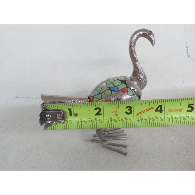 Silver Silver Plate Mosaic Nacato Tall Guayasamin Ecuador Bird Porcelain Figurine 4620b For Sale - Image 8 of 10