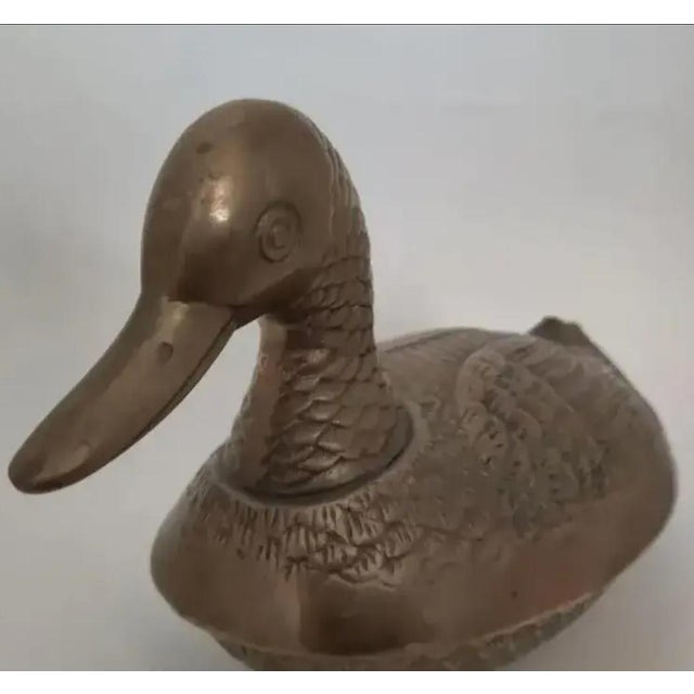 Leonard 1970s Mid-Century Modern Solid Brass Mallard Duck Lidded Box For Sale - Image 4 of 13