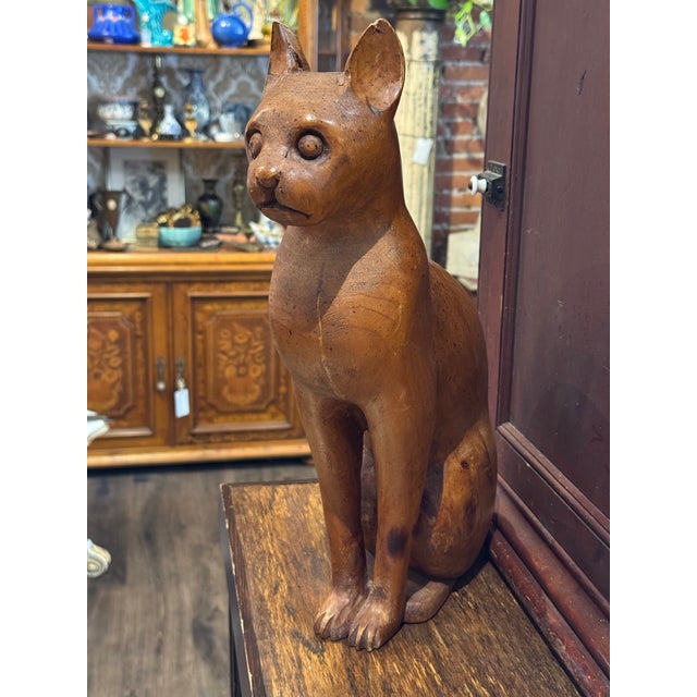 Rustic Vintage Midcentury Cat Sculpture - Attr. Sarreid, Italy For Sale - Image 3 of 7