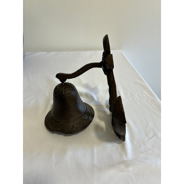 Black Vintage Cast Iron Nautical Bell on Anchor Base For Sale - Image 8 of 10