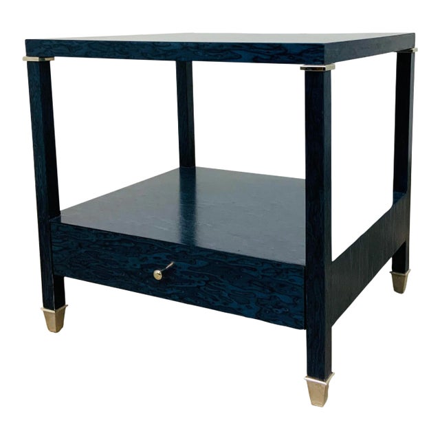 Bungalow 5 Modern Blue Burl Wood Finished Alessandra Side Table For Sale