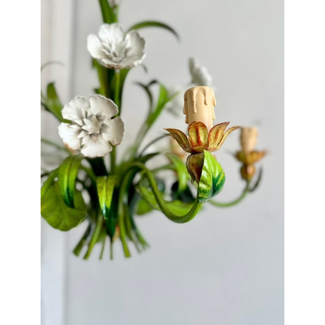 Vintage Floral Tole Chandelier, 1970 For Sale - Image 4 of 18