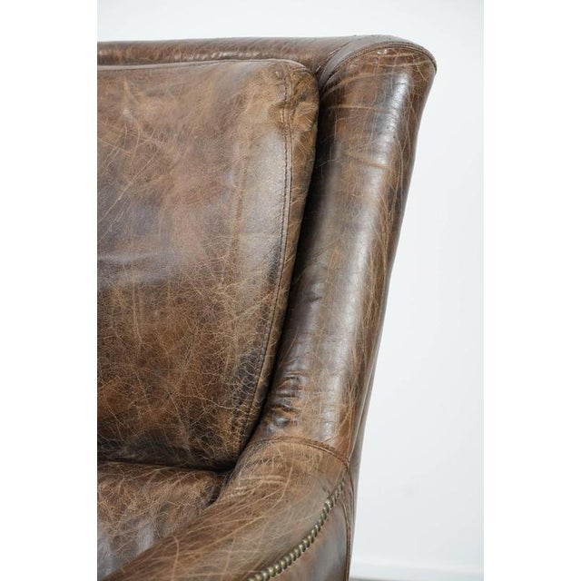 Vintage Brown Cowhide Armchair For Sale - Image 11 of 17