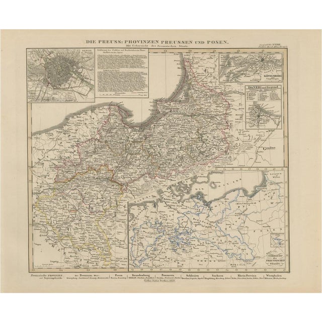 Antique Map of Prussia and Posen Insets of Berlin, 1858 For Sale - Image 10 of 10