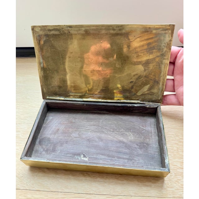 Los Castillo Vintage Mexican Brass & Semiprecious Stone Mosaic Box With Stylized Swan Motif, in the Style of Los Castillo, Circa 1950s For Sale - Image 4 of 7