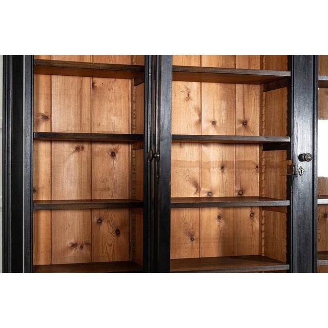 Large 19th Century English Ebonised Oak Glazed Bookcase, 1880s For Sale - Image 11 of 17