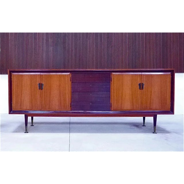 Large Italian Sideboard with Brass Details, 1950s For Sale - Image 13 of 13