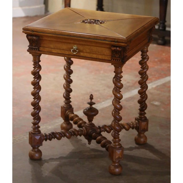 Decorate a game room or a den with this elegant antique folding card table. Crafted in France circa 1890 and built of...