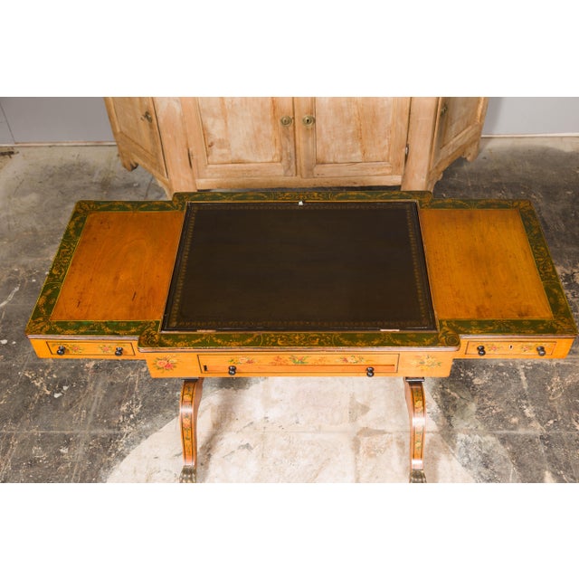 English 19th Century Satinwood Table with Tilt Top Writing Area and Checkerboard For Sale - Image 11 of 12