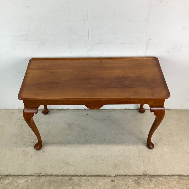 Queen Anne Queen Anne Style Cherry Console Table For Sale - Image 3 of 12