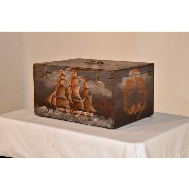 !9th Century Pine Box With Hand-Painted Decoration For Sale - Image 4 of 12