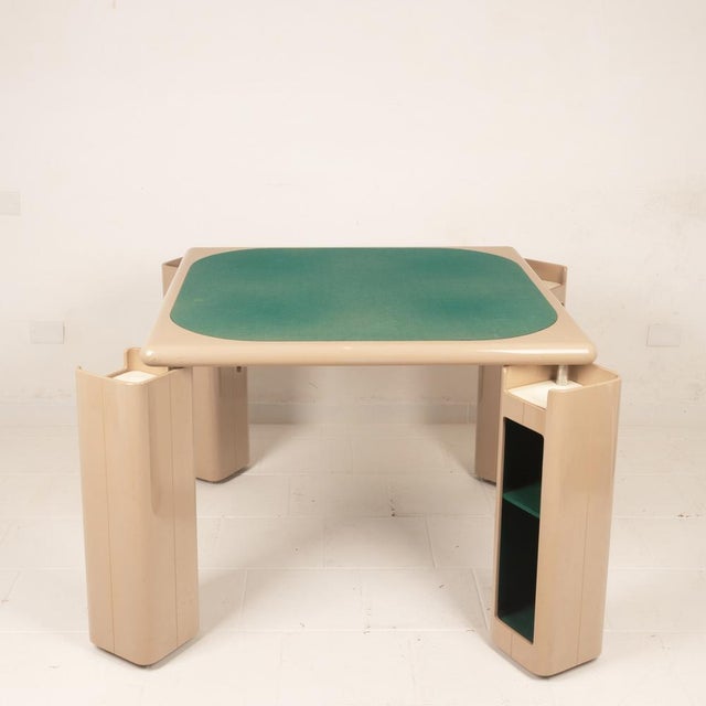 1970s Lacquered Wood and Green Felt Game Table by Pierluigi Molinari for Pozzi, 1970s For Sale - Image 5 of 18