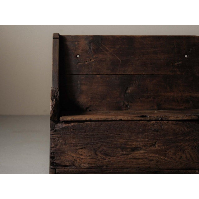 Rustic Alpine Folk Art Larch Storage Bench, Piedmont, Italy, Late 18th Century For Sale - Image 3 of 16