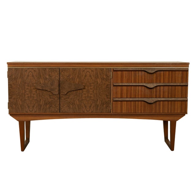 Mid Century Modern Danish Style Compact Zebra Wood Teak Credenza Sideboard 1960 For Sale - Image 11 of 13