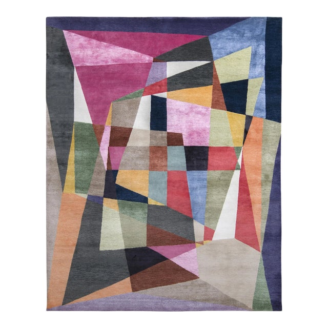 Mid-Century Modern Style Rug in Multicolor Geometric Pattern by Rug & Kilim, 10x14 For Sale