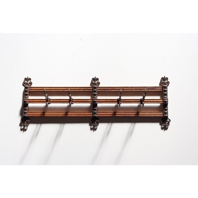 Victorian Antique Victorian Style Oak and Cast Iron Coat Rack For Sale - Image 3 of 17