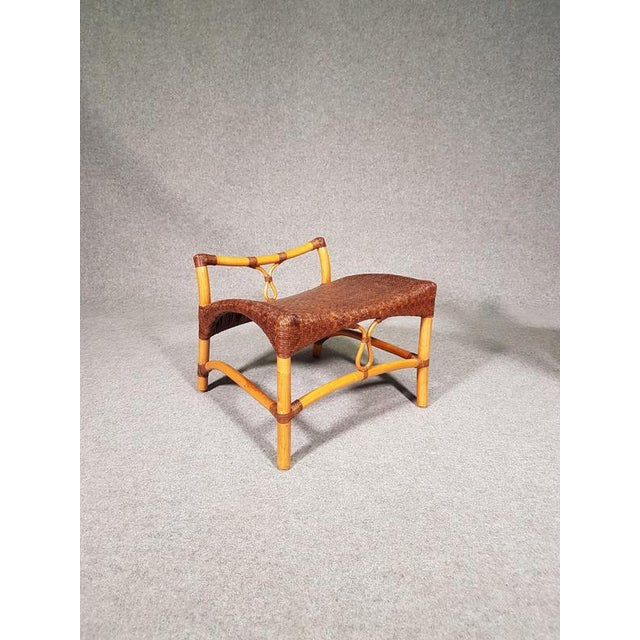 Set of Lounge Chair and Ottoman in Rattan and Bamboo from Yuzuru Yamakawa For Sale - Image 6 of 12