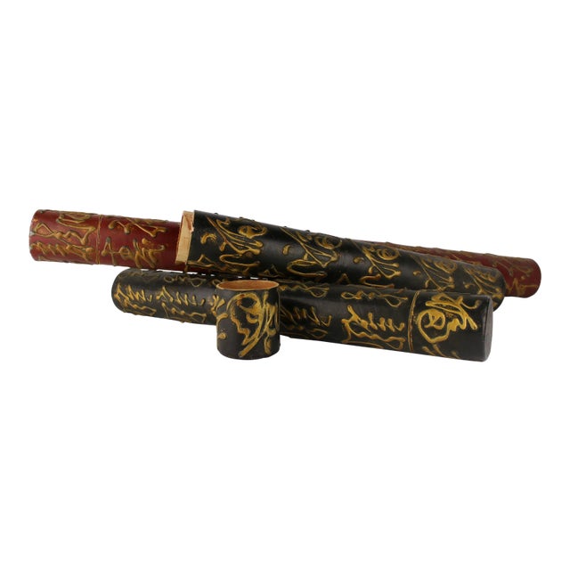 Decorative Asian Scroll Document Holders/Cases - Set of 3 For Sale
