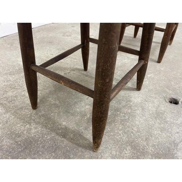 Tan Vintage Straw Stools, 1950s, Set of 2 For Sale - Image 8 of 9