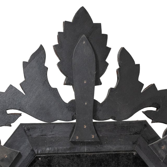 Mid 20th Century 50-Inch Italian 1940s Venetian Etched Glass Mirror With Wood Backing For Sale - Image 5 of 18