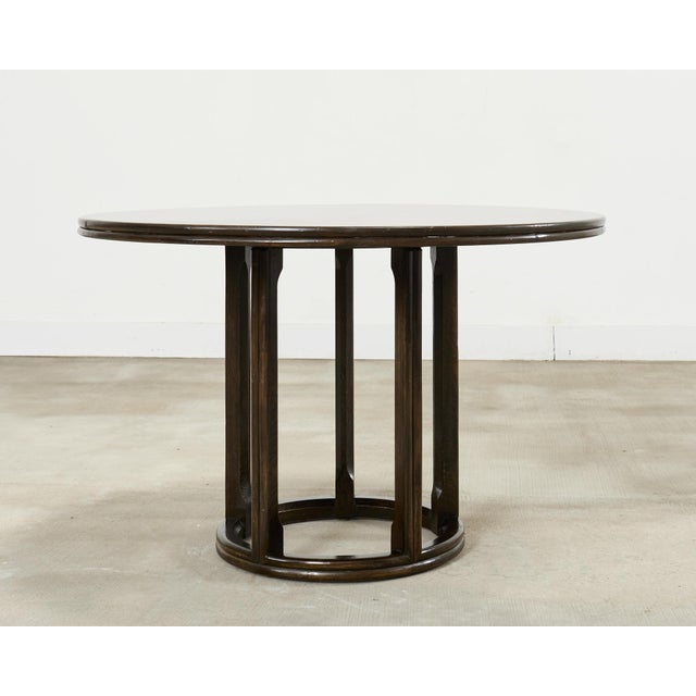 Mid-Century Modern McGuire Midcentury Organic Modern Round Oak Rattan Dining Table For Sale - Image 3 of 15