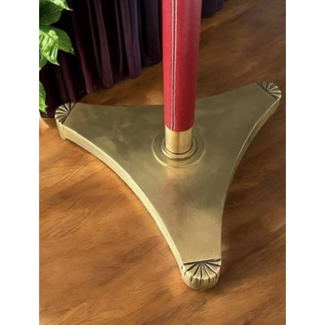 Brass 1960’s Mid-Century Modern Leather & Brass Lamp For Sale - Image 8 of 12