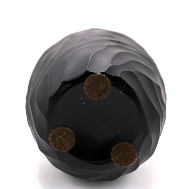 1990s Ferro Italian Murano Art Glass Black Vase Italy 1990 For Sale - Image 5 of 6