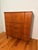 John Widdicomb of Grand Rapids vintage mid century highboy dresser. Features 3 drawers on bottom, walnut veneer, and brass...